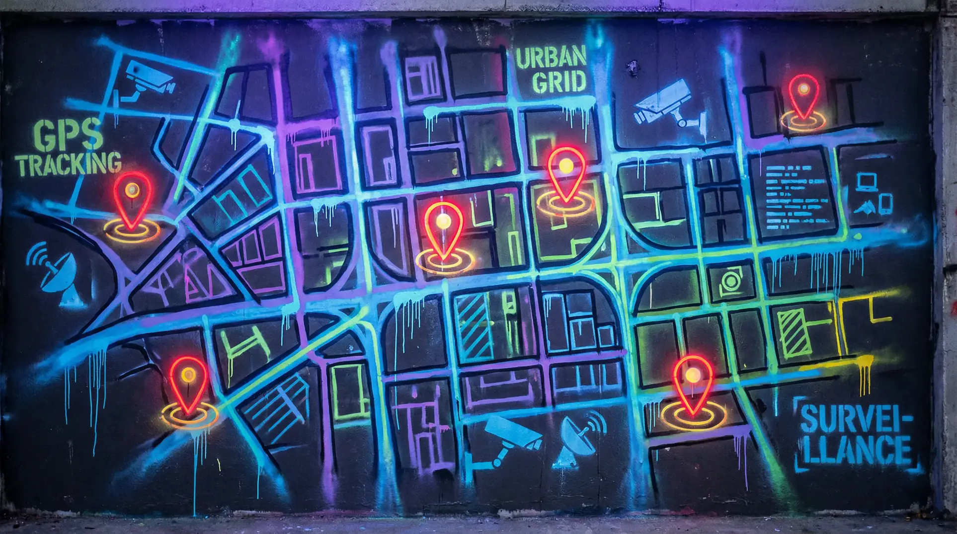 一条龙网站 狗仔追踪地图 - 城市涂鸦风格